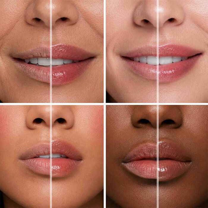 Luminess Hot Kiss Brown Sugar Lip Plumper results on different skin tones showing naturally plumper, hydrated, and glossy lips.